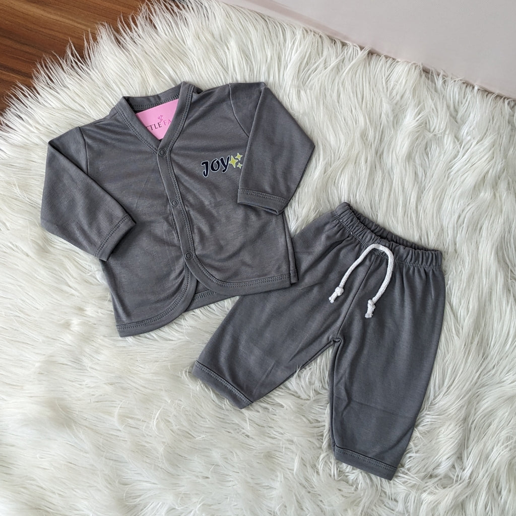 Premium Baby 2-Piece Night Suit - Charcoal Grey