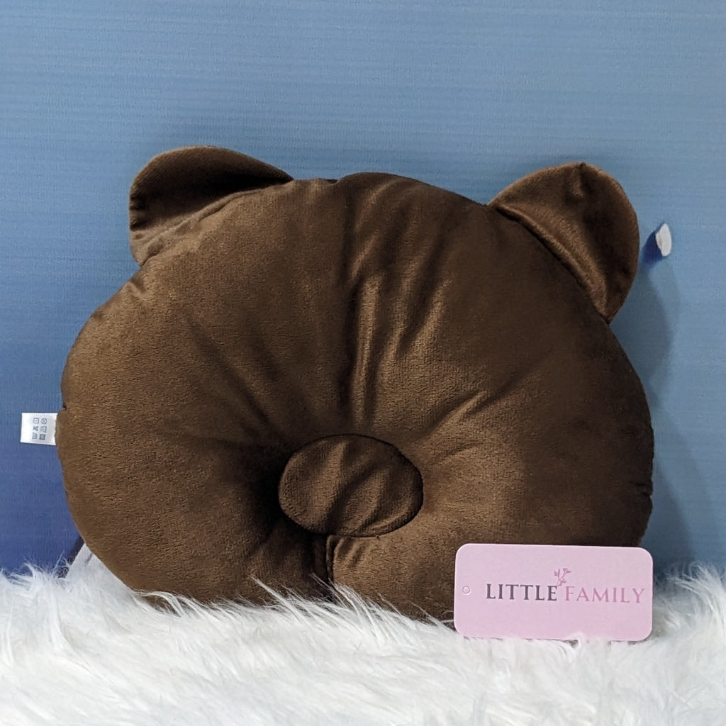 Premium Velvet Baby Head Shaping Pillow - Brown