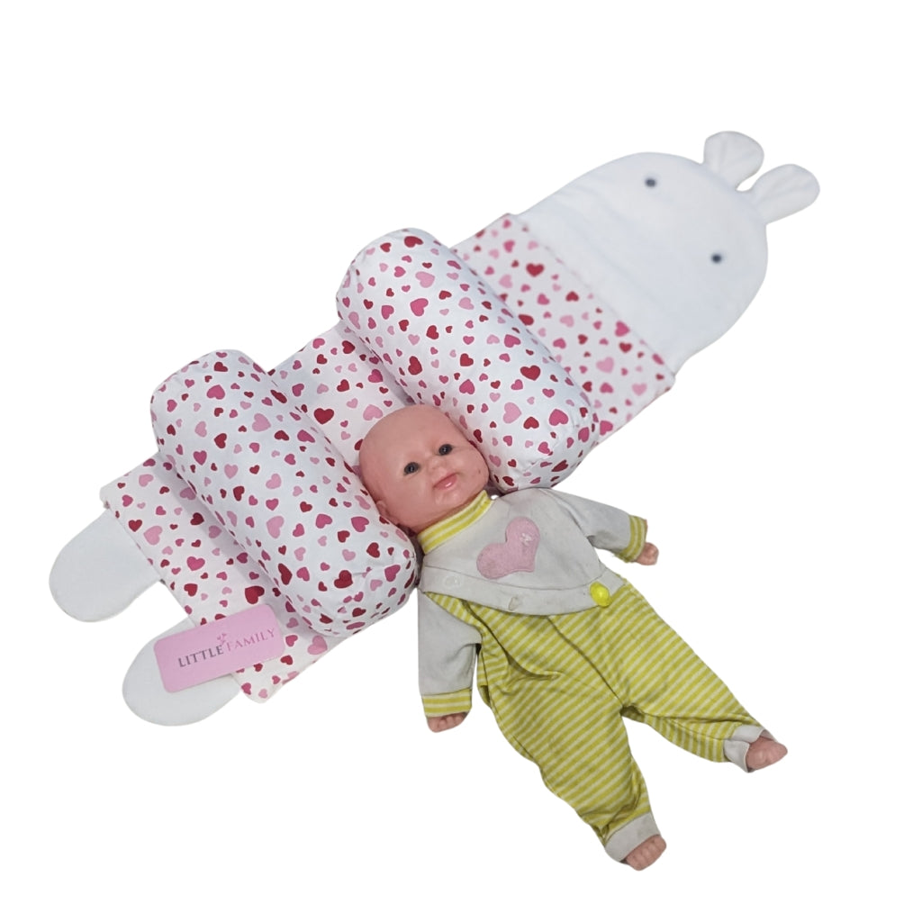 Pink Mini Hearts Baby Head Shaping Pillow – Ergonomic Support