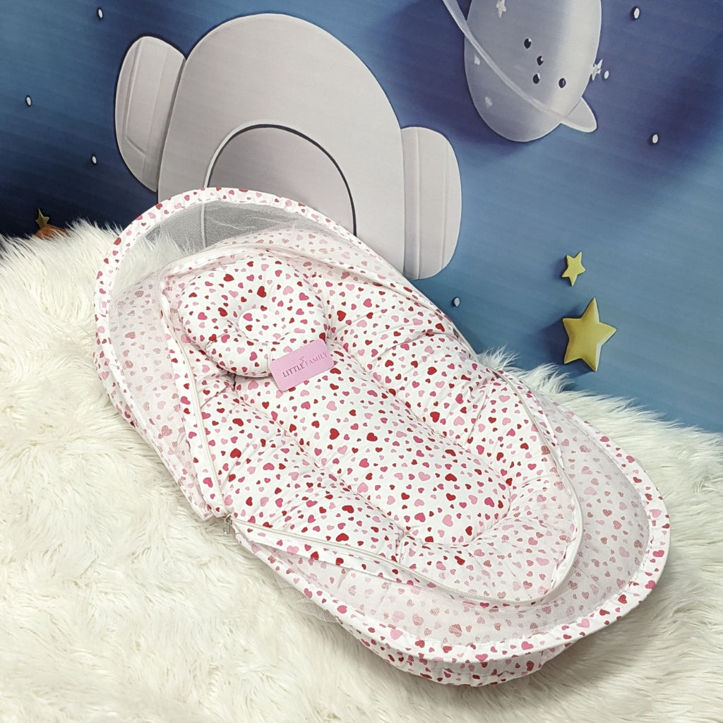 Pink Heart Theme Summer Mosquito Net with Pillow