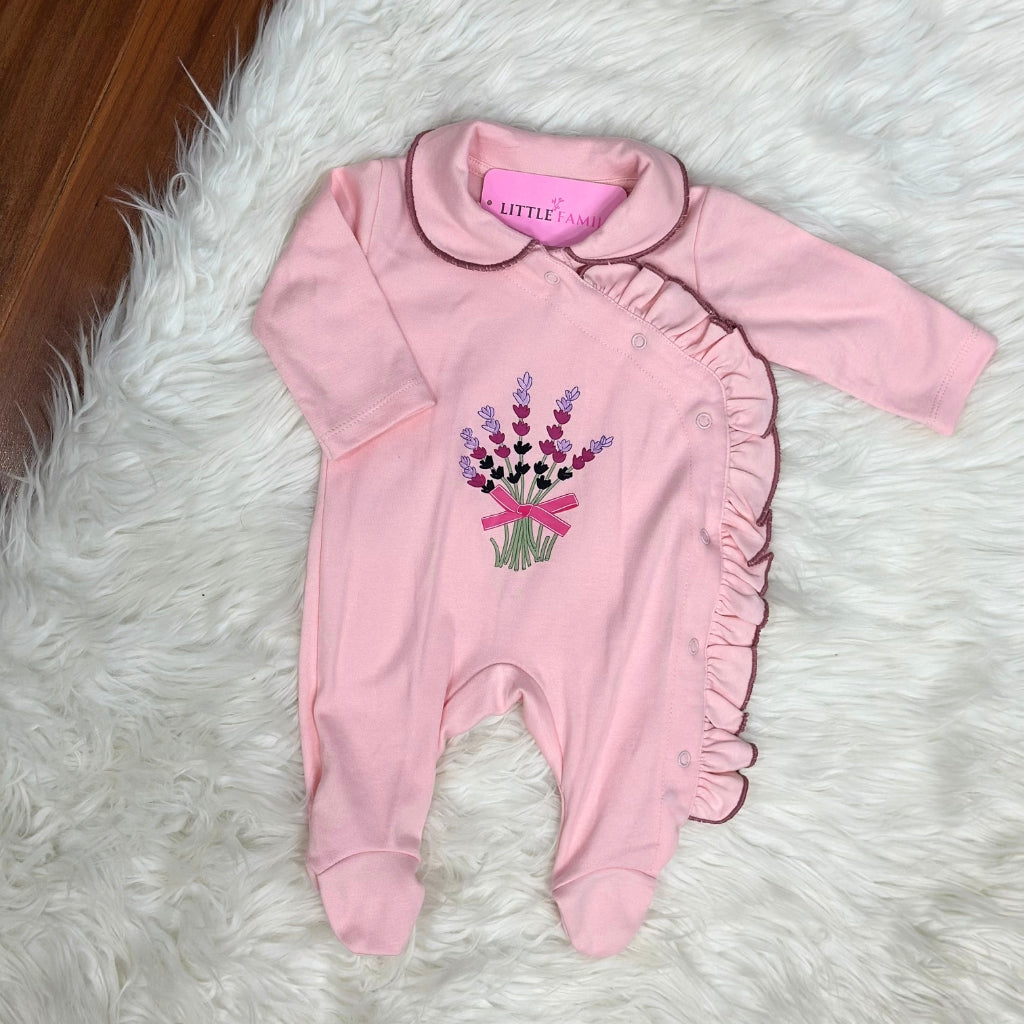 Premium Baby Full Body Romper - Flora Theme | Pink