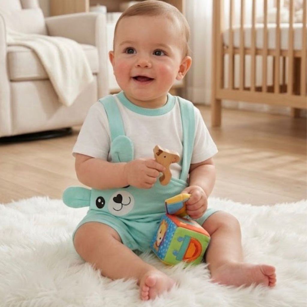 Premium Cartoon Theme Baby Romper - Aqua Mint