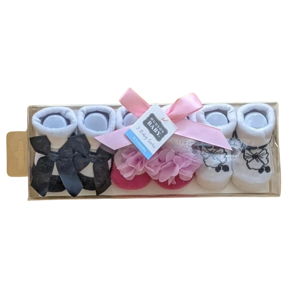 Baby Booties Gift Set – (Pack of 3) | Black, Pink & White