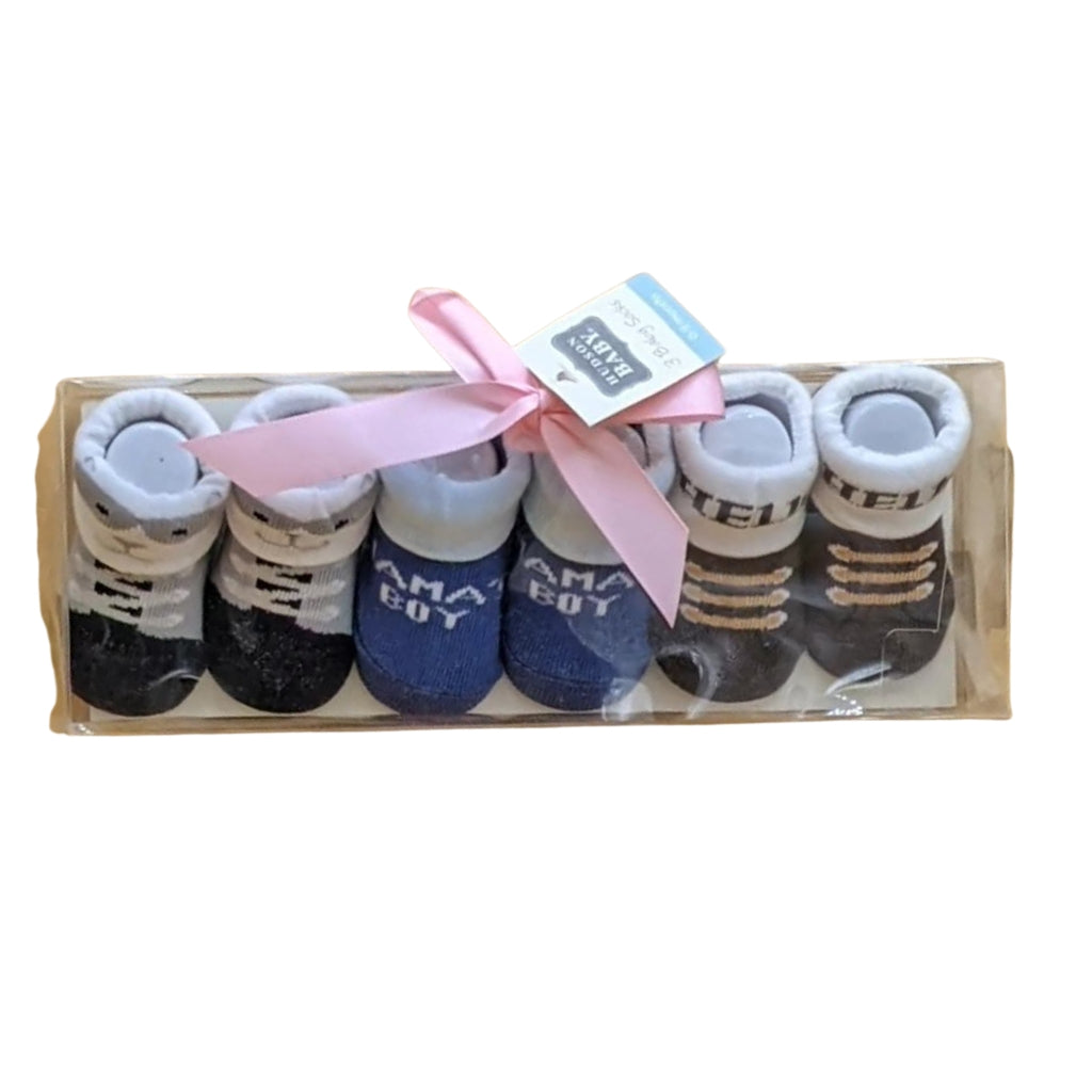 Baby Booties Gift Set – (Pack of 3) | Black, Blue & Brown