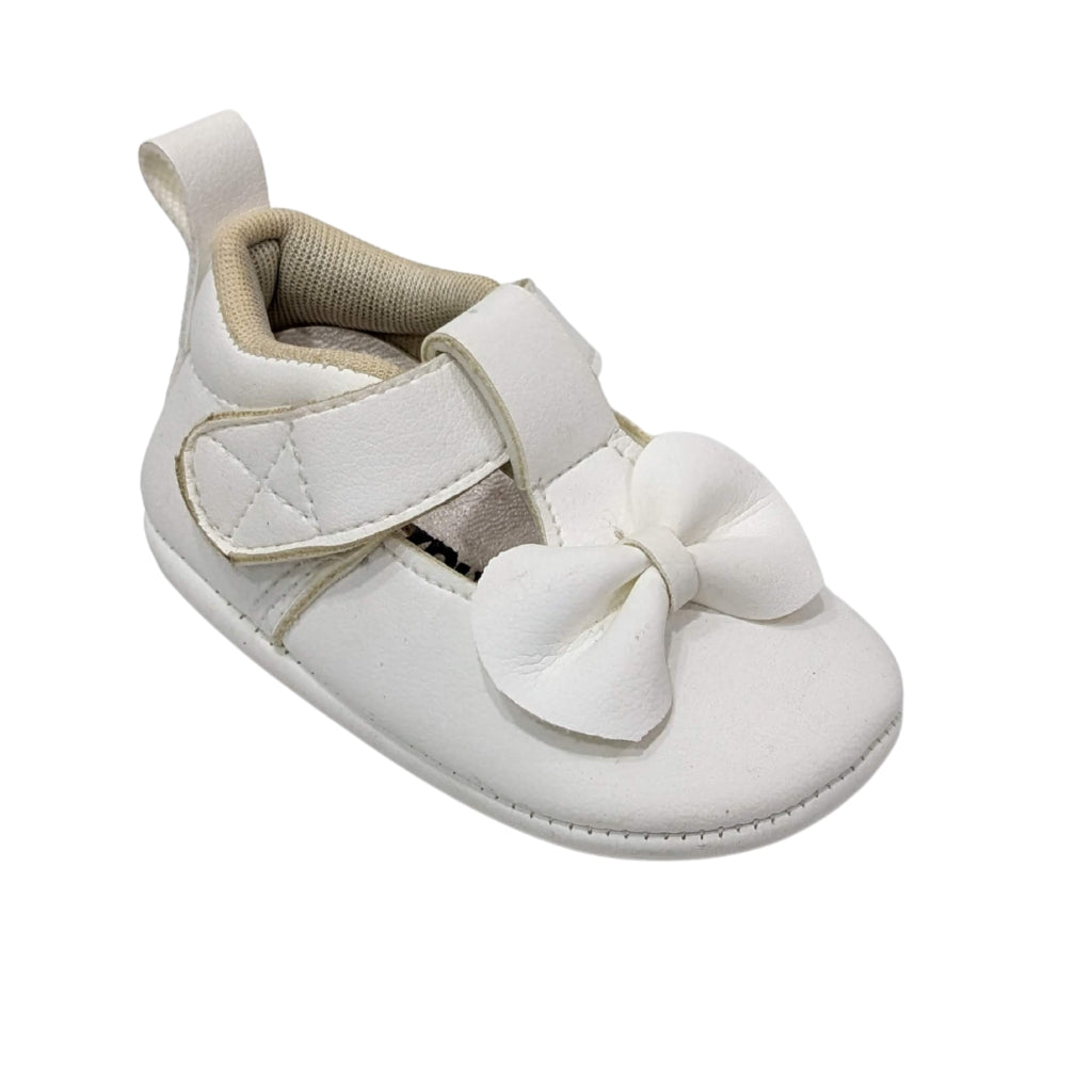 Baby Girl Premium Soft Sole Bow Sandals – White