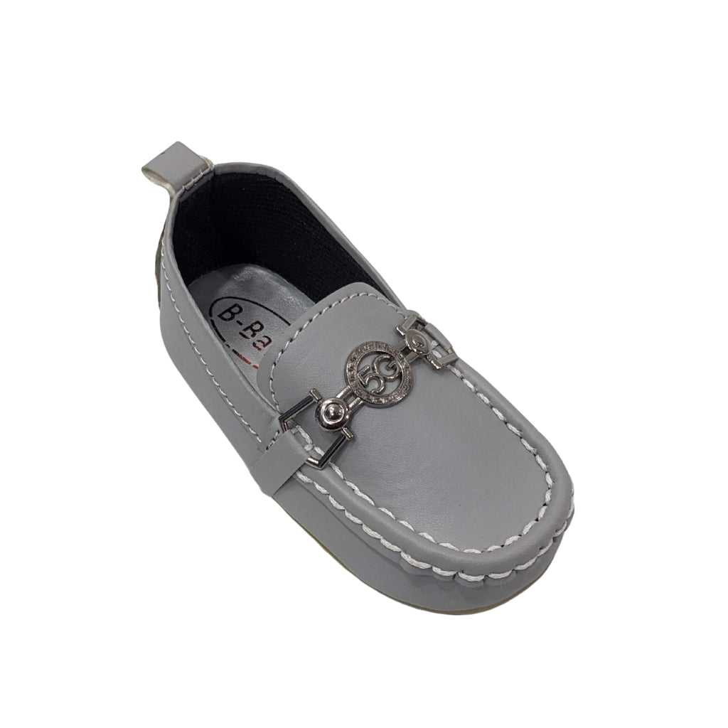 Premium Soft Leather Baby Loafers – Grey