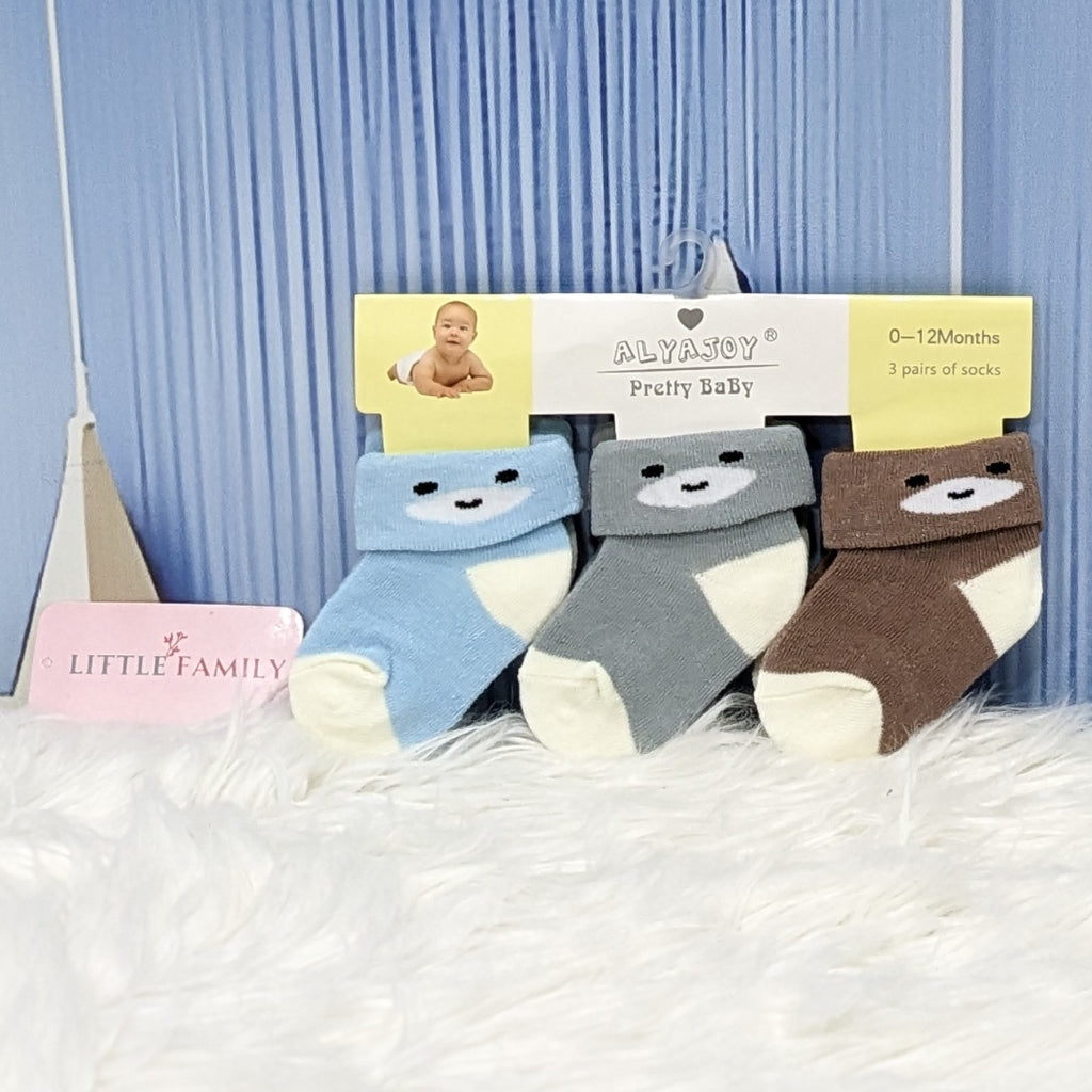 Premium Newborn Baby Socks - Animal-Face | 3-Pair Set