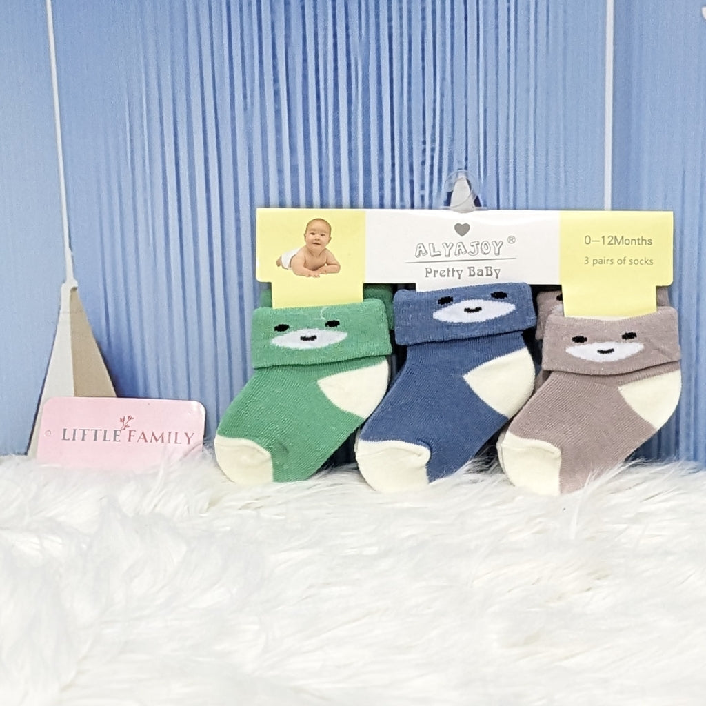 Premium Newborn Baby Socks - Animal-Face | 3-Pair Set