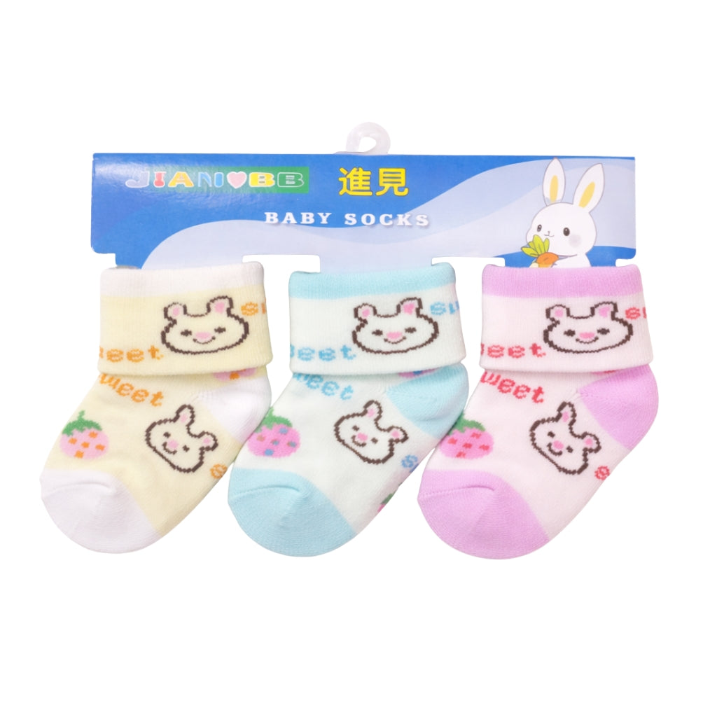 Premium Newborn Baby Socks - Bunny Theme| 3-Pair Set