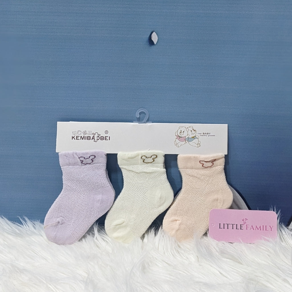 Premium Soft Cotton Baby Socks Set (3 Pairs) – Breathable & Gentle Fit