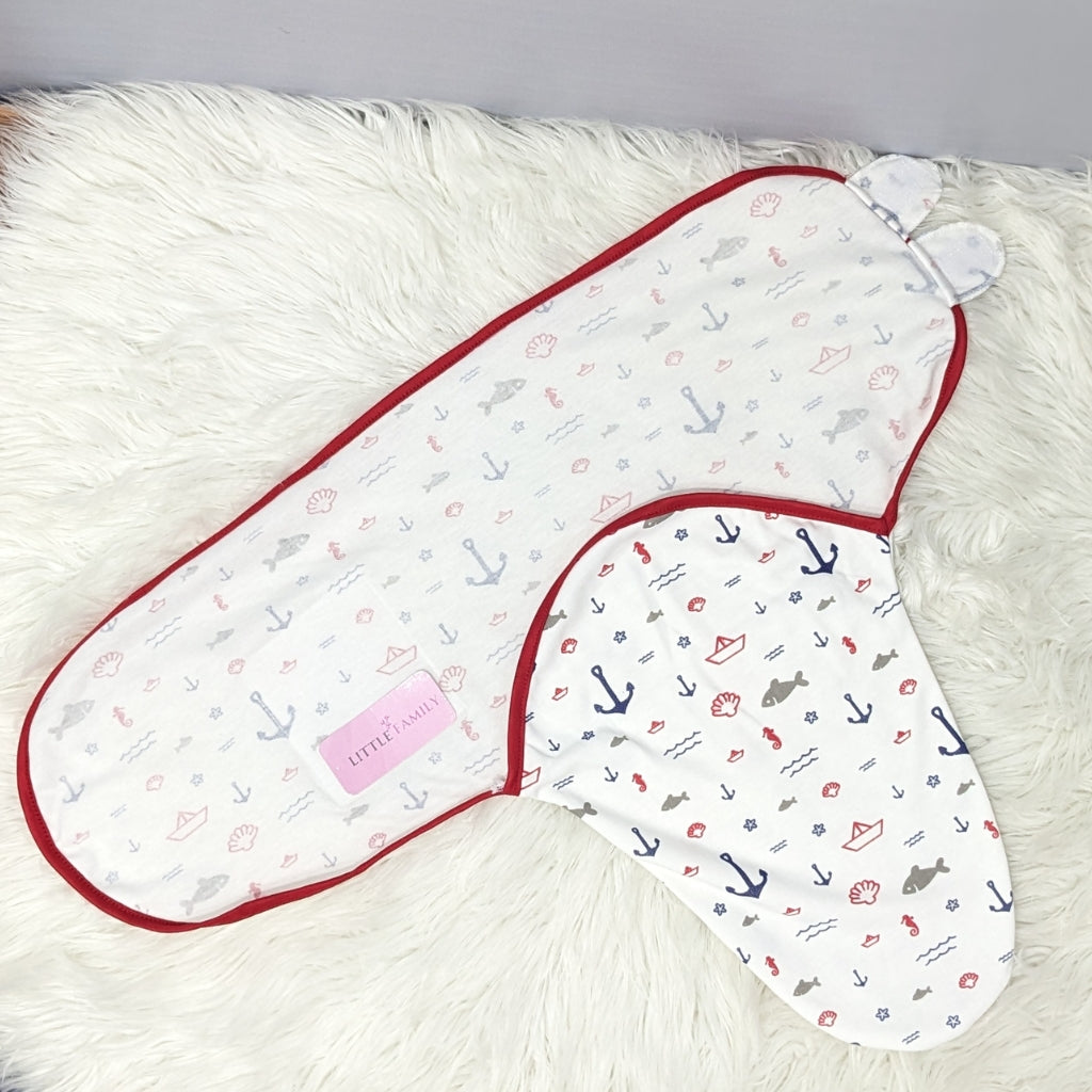 "Shark" Theme Baby Swaddle – Red