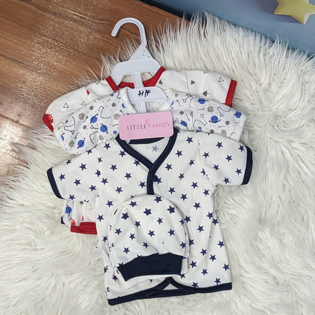 Newborn 3-Piece Cotton Outfit Set (Half) – Pack of 3