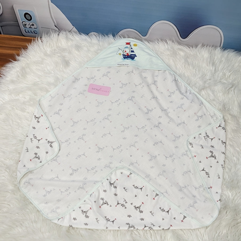 Premium Baby Hooded Wrapping Sheet | "Paris" (Green)