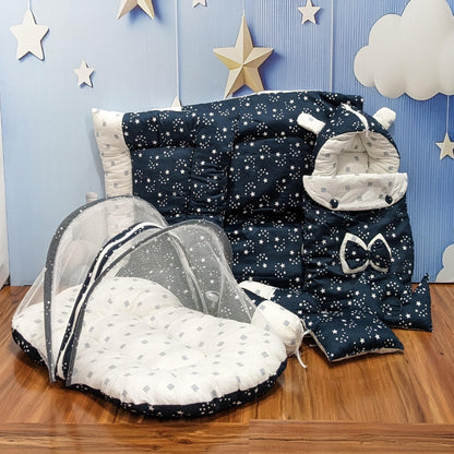 Starry Dreams Baby Bedding Set - 8 Pieces (Navy Blue) | Large