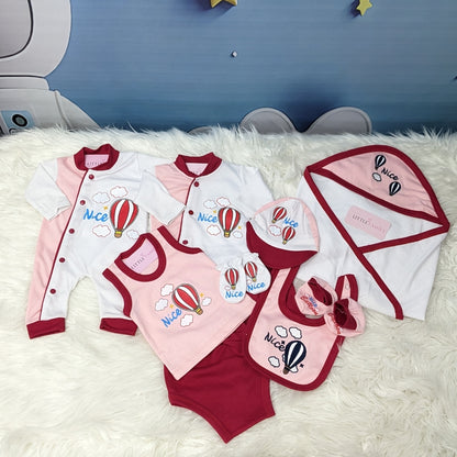 Premium Newborn Baby 10-Piece Gift Set - (Ballon) | Pink