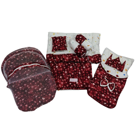 Maroon Stardust 8 PC's Bedding Set - Large