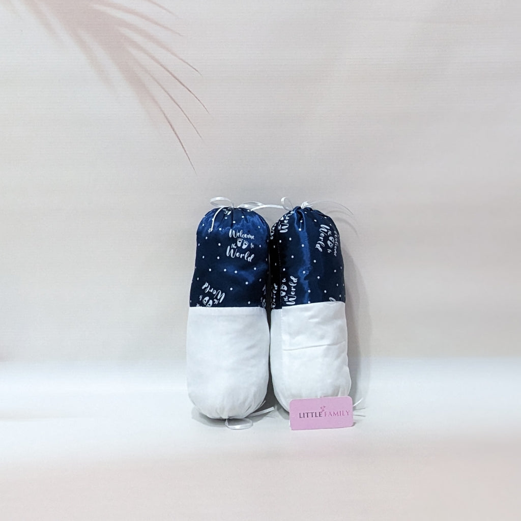 Premium Silk 11-Piece Baby Bedding Set | "Welcome to the World" - (Navy Blue)