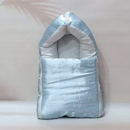 Premium Silk 11-Piece Baby Bedding Set | "Welcome to the World" - (Sky Blue)