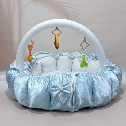 Premium Silk 11-Piece Baby Bedding Set | "Welcome to the World" - (Sky Blue)