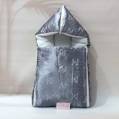 Premium Silk 11-Piece Baby Bedding Set | "Welcome to the World" - (Grey)