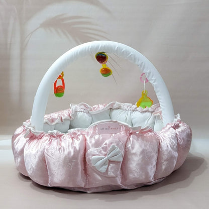 Premium Silk 11-Piece Baby Bedding Set | "Welcome to the World" - (Pink)