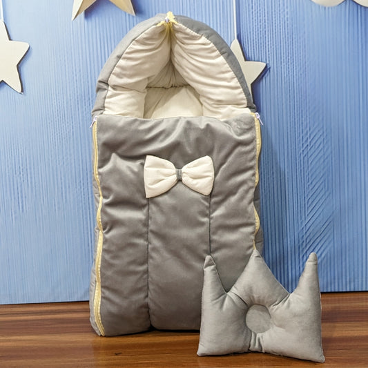 Velvet Baby Carry Nest - Grey