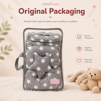 Premium Baby Cot Bedding Set - Grey Star