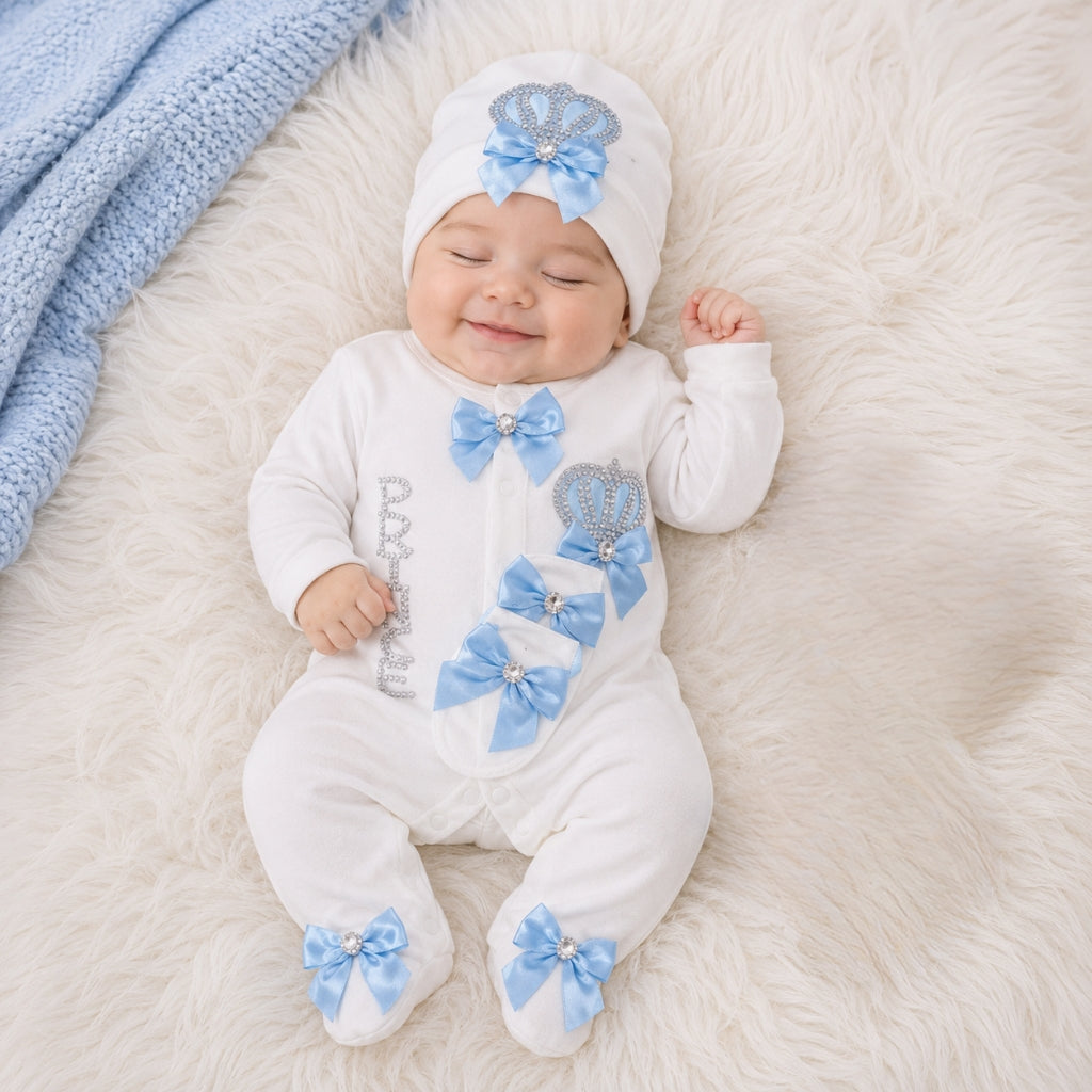 Turkish-Style Baby Gift Set – Sky Blue (5-Piece “Little Prince” Edition)