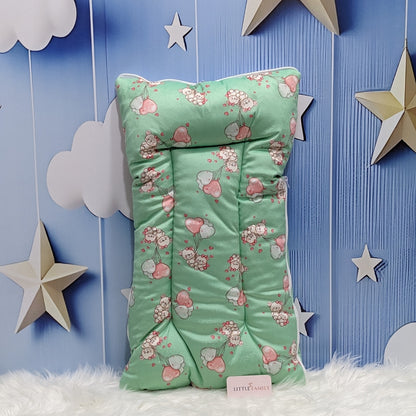 Velvet Baby Carry Nest – Green | Teddy Love Edition