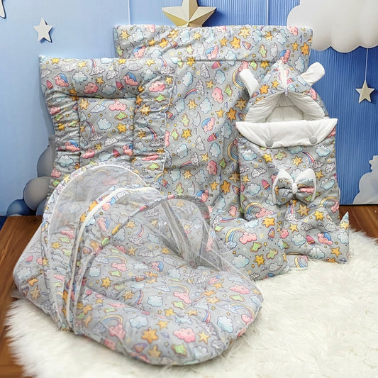 Premium Velvet Cloudy Dreams Bedding Set - 8 Pieces (Light Grey) | Large