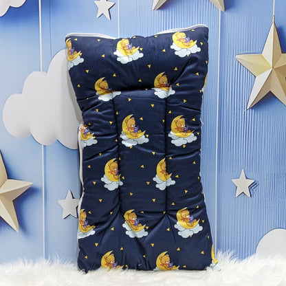 Soft Poly Cotton Baby Carry Nest | Teddy On Moon Edition – Navy Blue