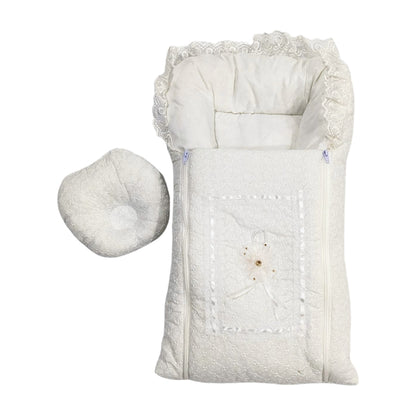 Winter Chikankari Baby Carry Nest with Zipper