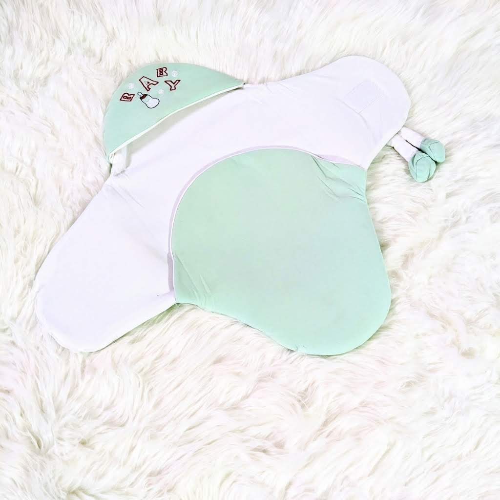 Bunny Embroidered Swaadle - Light Green