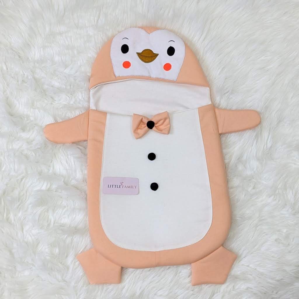 Penguine Embroidered Swaddle - Peach