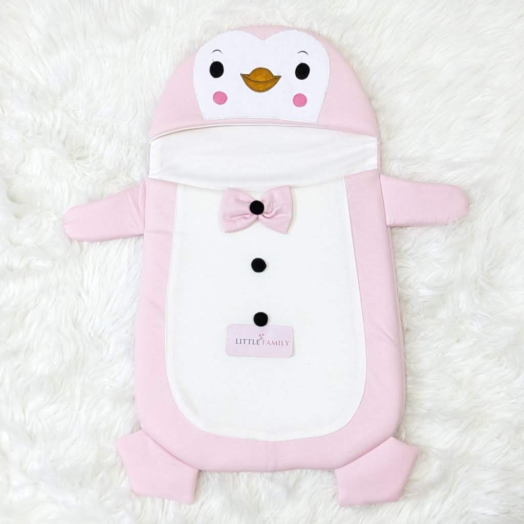 Penguine Embroidered Swaddle - Pink