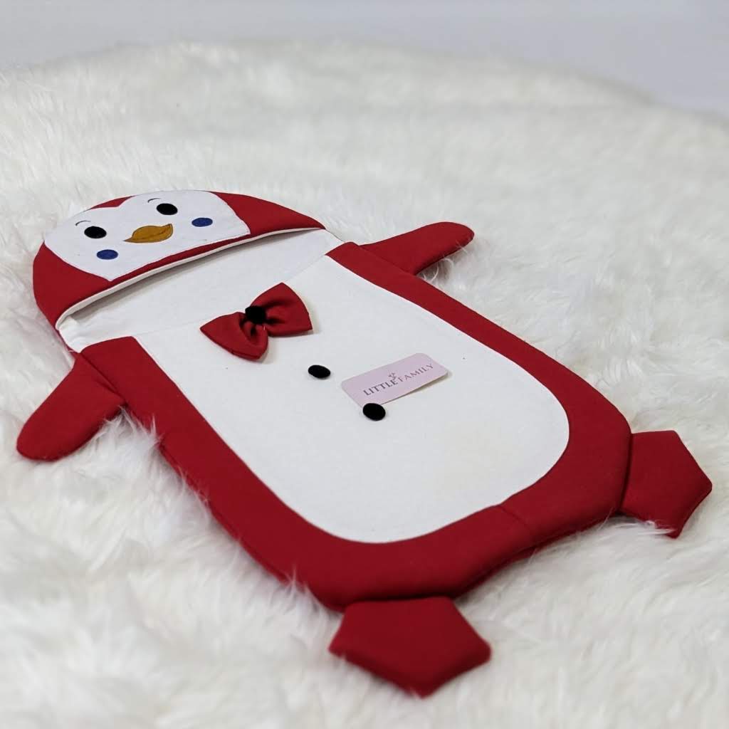 Penguine Embroidered Swaddle - Red