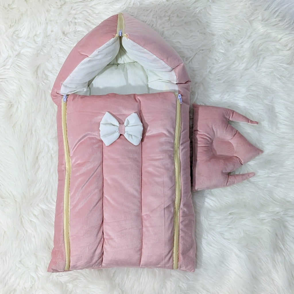 Premium Velvet Carry Nest - Baby Pink