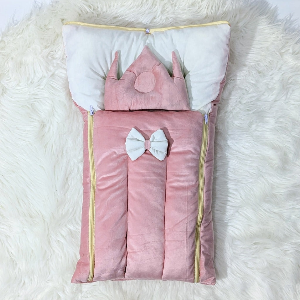 Premium Velvet Carry Nest - Baby Pink