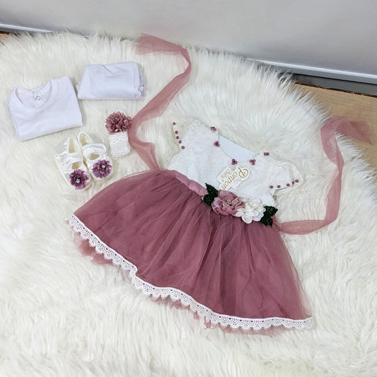 MG-1530 Turkish Style Frock Set - Dusty Rose