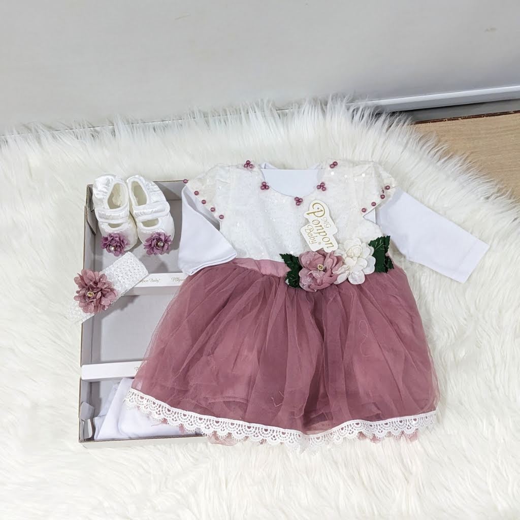 MG-1530 Turkish Style Frock Set - Dusty Rose