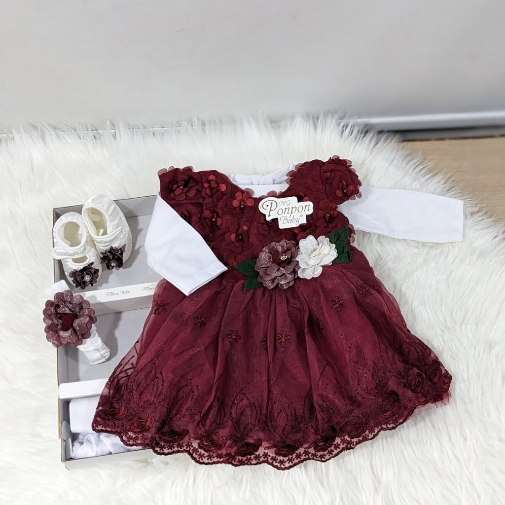 MG-1530 Turkish Style Frock Set - Maroon