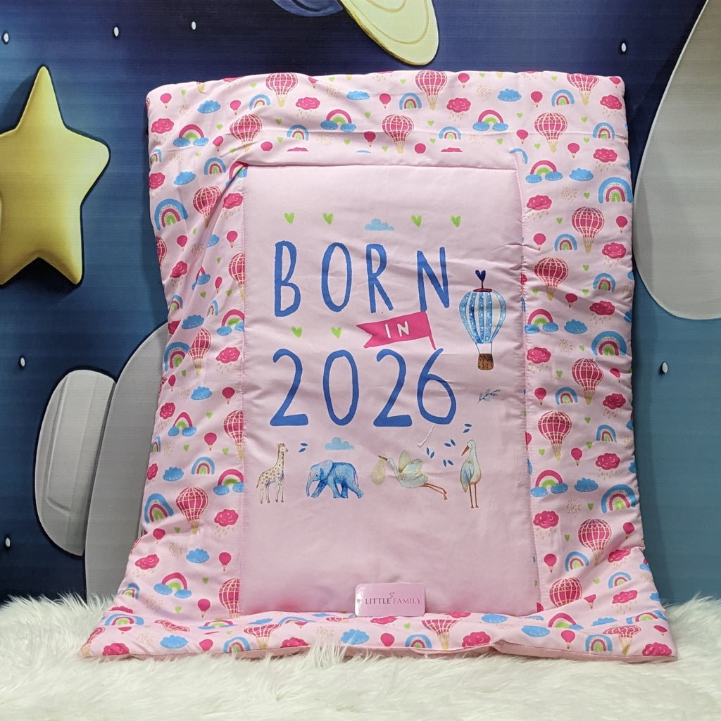 "Born In 2026" Baby 8 PC'S Bedding Set - (Pink) | Large
