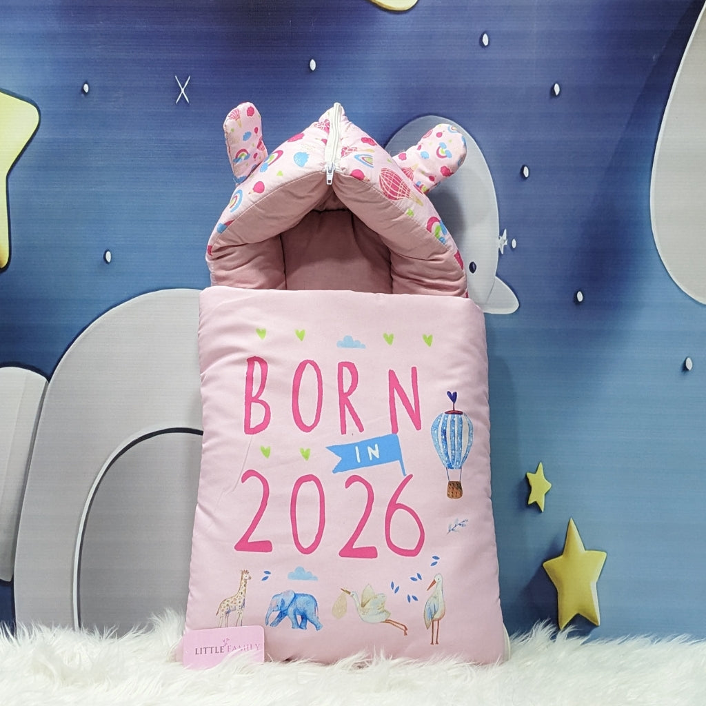 "Born In 2026" Baby 8 PC'S Bedding Set - (Pink) | Large