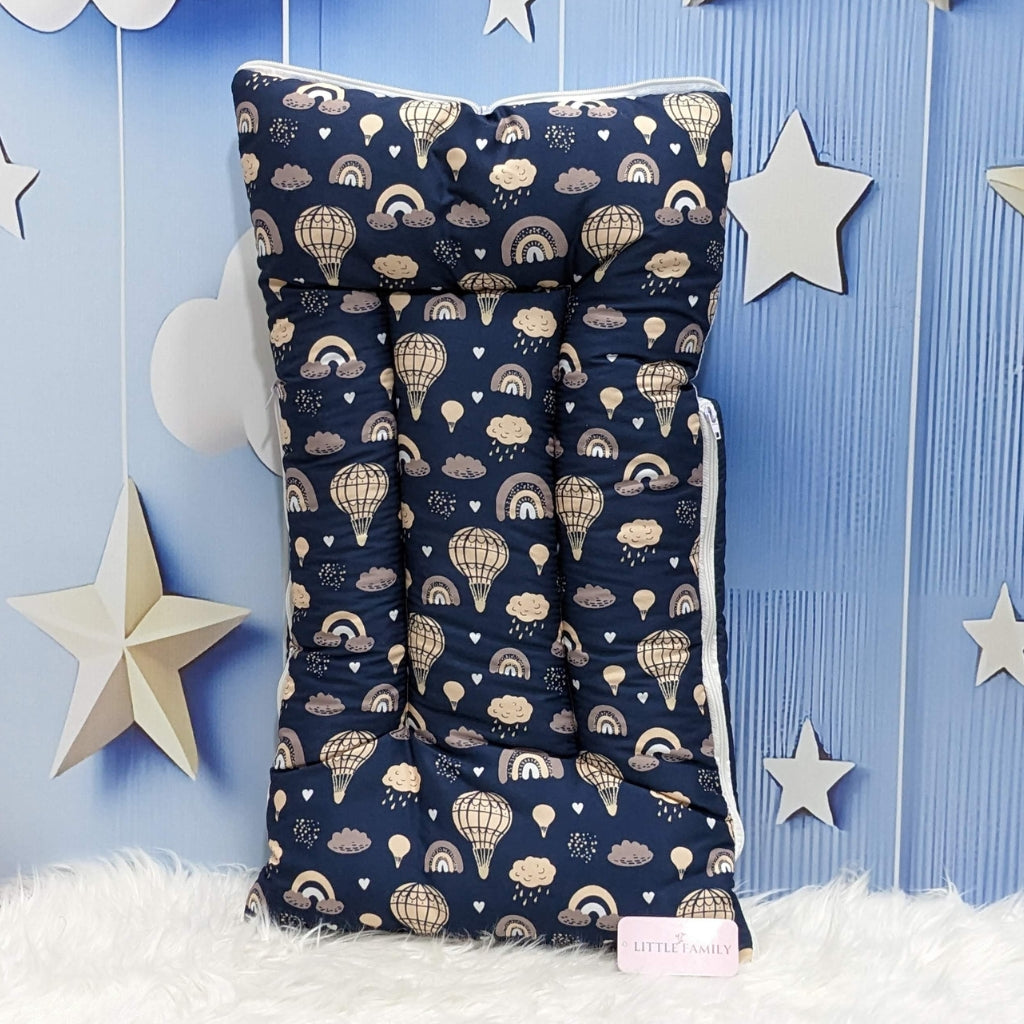 "Born in 2026" Newborn Baby Carry Nest - Soft Poly Cotton | Navy Blue