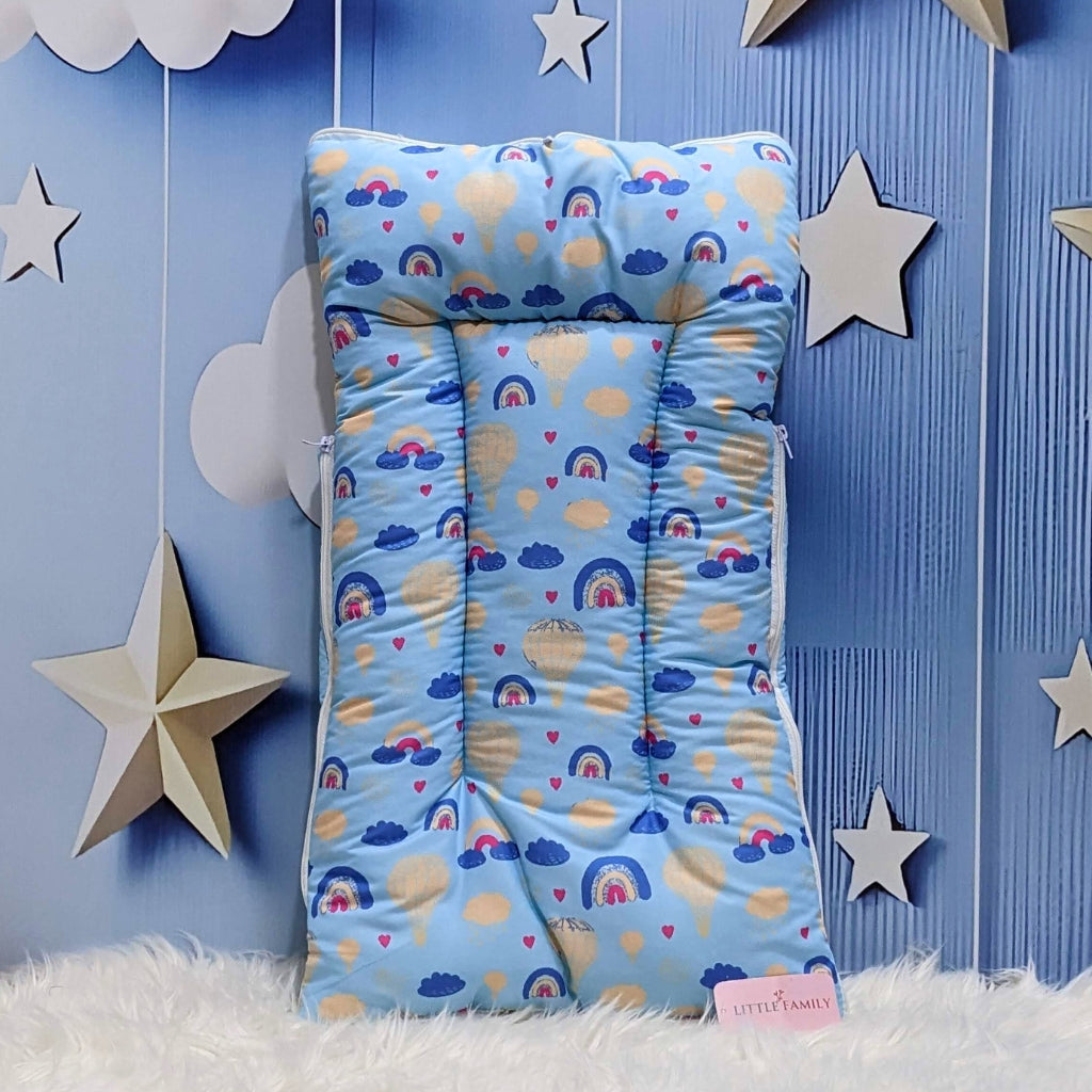 "Born in 2026" Newborn Baby Carry Nest - Soft Poly Cotton | Sky Blue