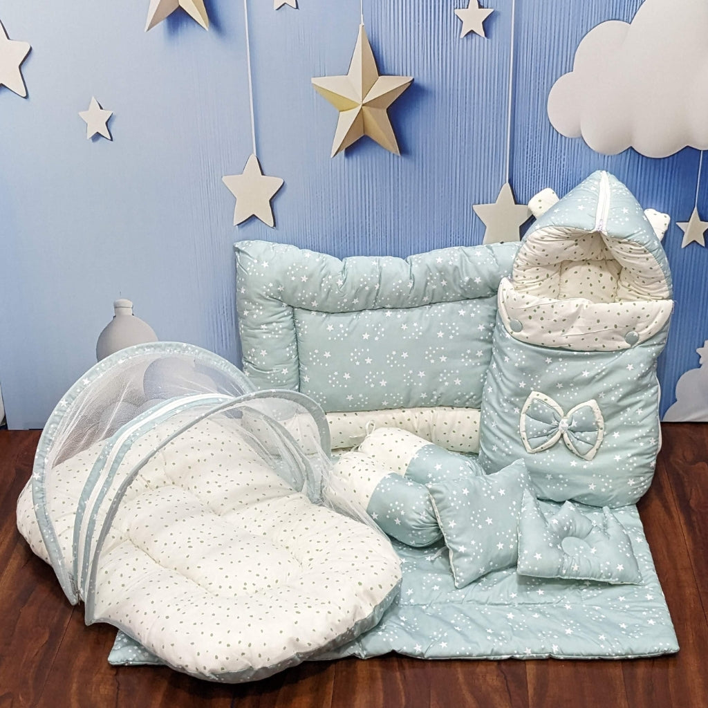 Twinkle Blue Starry Dreams Baby Bedding Set - 8 Pieces