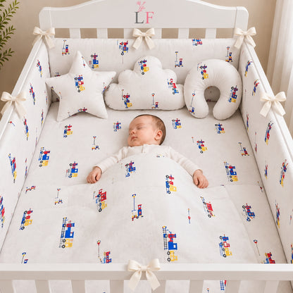 Premium Baby Cot Bedding Set - Little Train