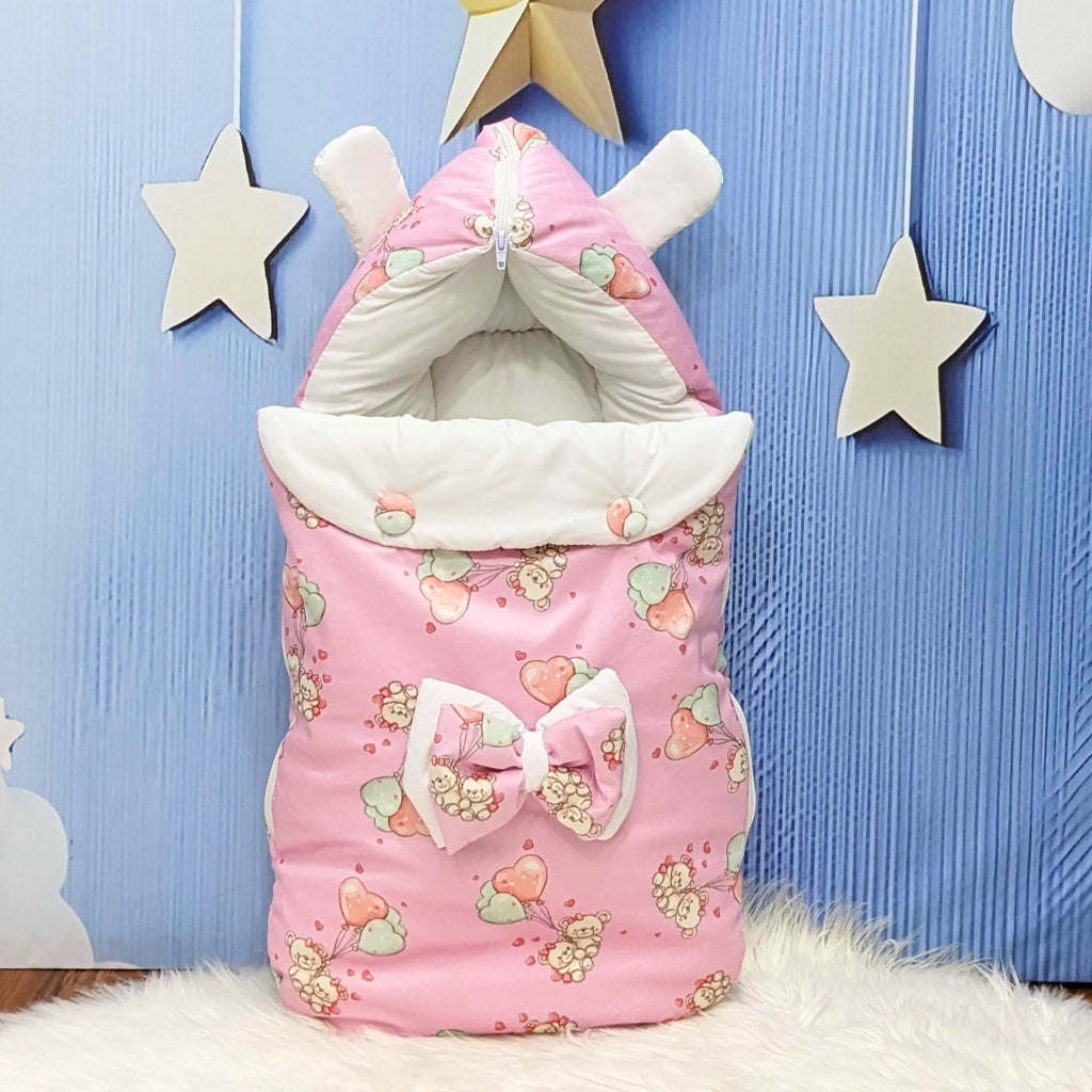 Premium Velvet Teddy Love Bedding Set - 8 Pieces (Pink) | Large