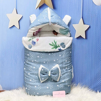 Starry Dreams Baby Bedding Set - 8 Pieces (Blue Gray) | Large