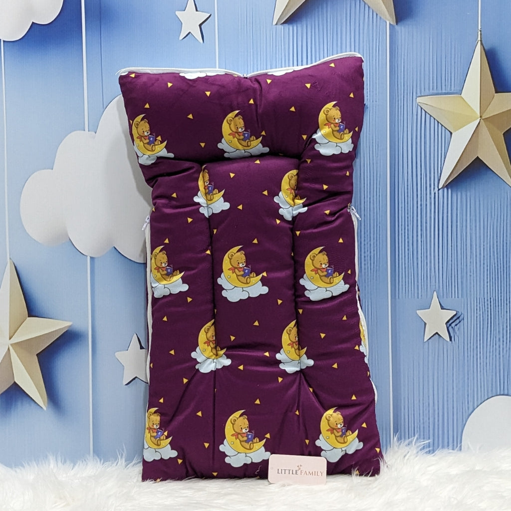 Velvet Baby Carry Nest – Berry Purple | Teddy on Moon Edition